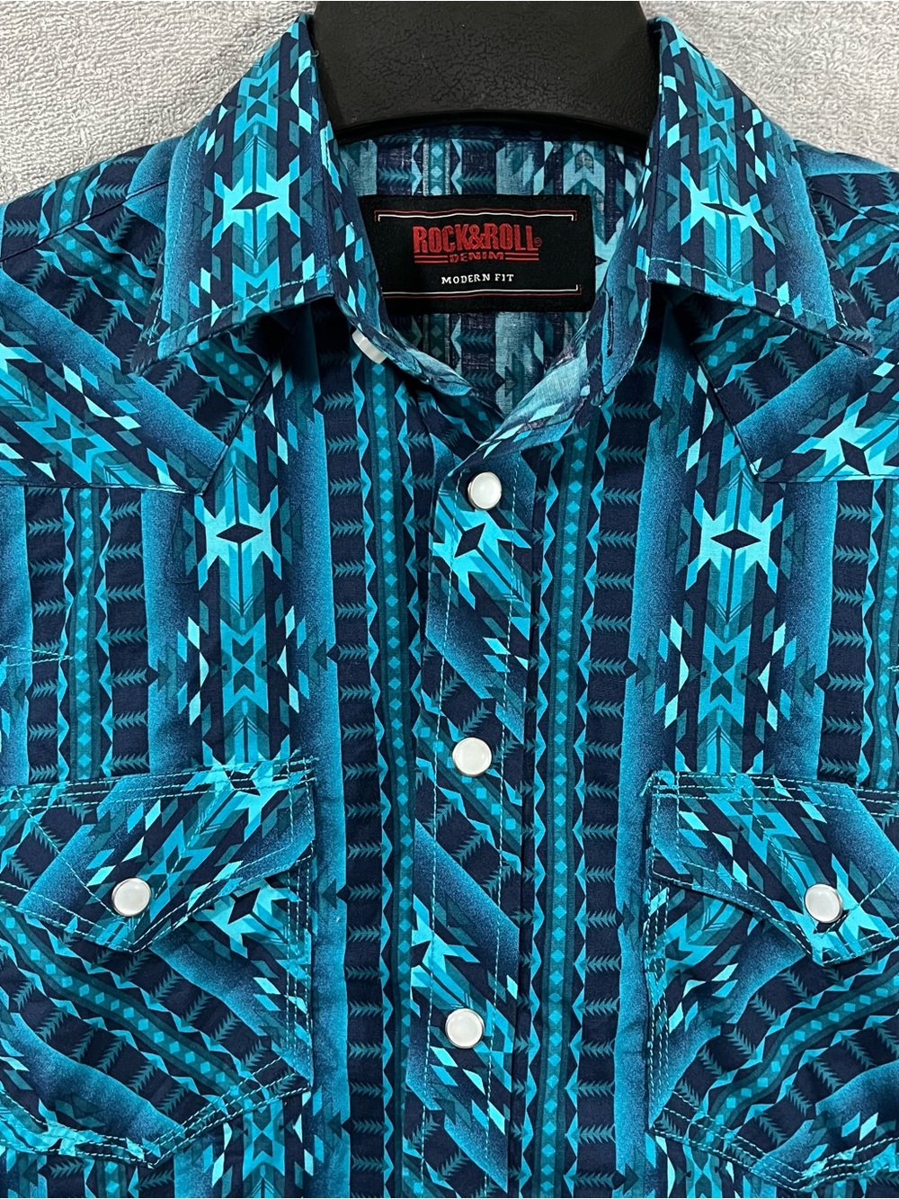 Rock & Roll Denim Mens Medium Aztec South Western Shirt Long Sleeve